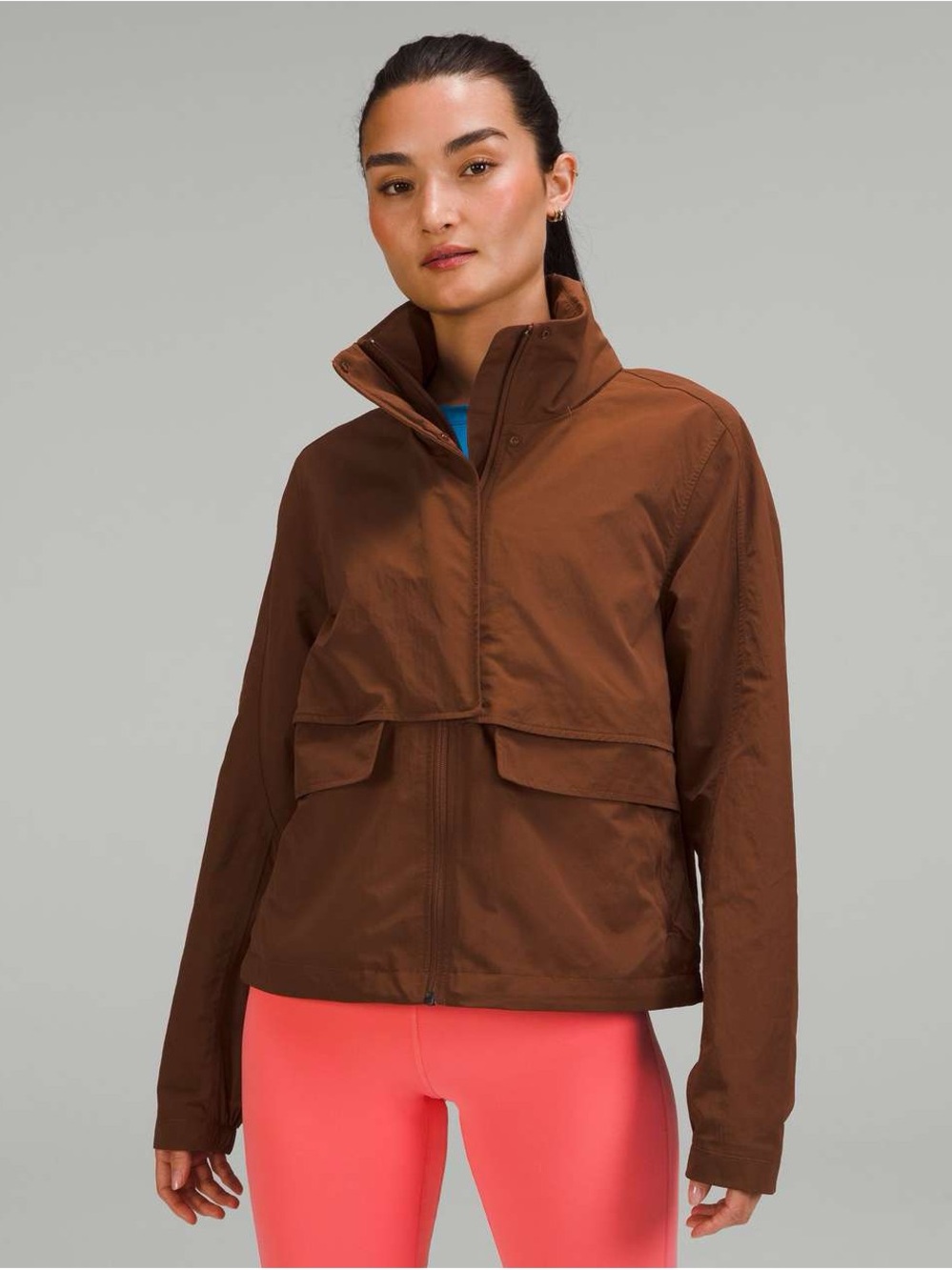 Lululemon Always Effortless Brown Funnel Neck Water Resistant Jacket - Size 4